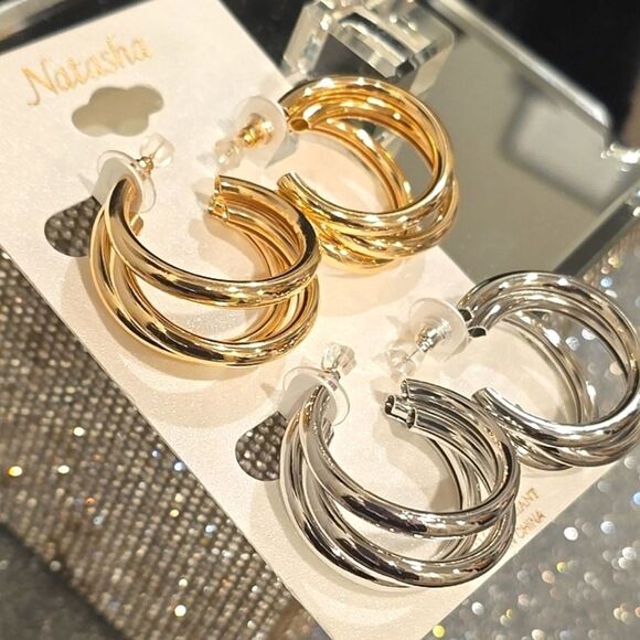 Natasha Couture 3-Layer Dangle Earring Set - Picture 3 of 7